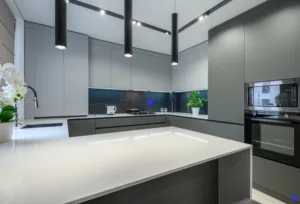 Monochromatic Scandinavian kitchen interior design
